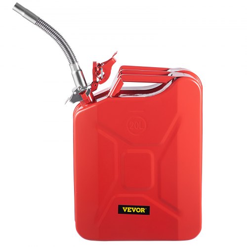 VEVOR Jerry Fuel Can, 20 L Portable Jerry Gas Can with Flexible Spout System, Rustproof & Heat-resistant Steel Fuel Tank for Cars Trucks Equipment, Red