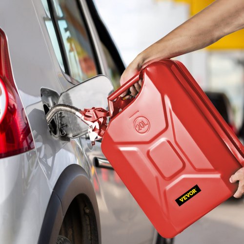 VEVOR Jerry Fuel Can, 20 L Portable Jerry Gas Can with Flexible Spout System, Rustproof & Heat-resistant Steel Fuel Tank for Cars Trucks Equipment, Red