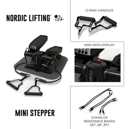 Home Workout Mini Stepper - w/ Resistance Bands Set and Built-in Tracking Monitor