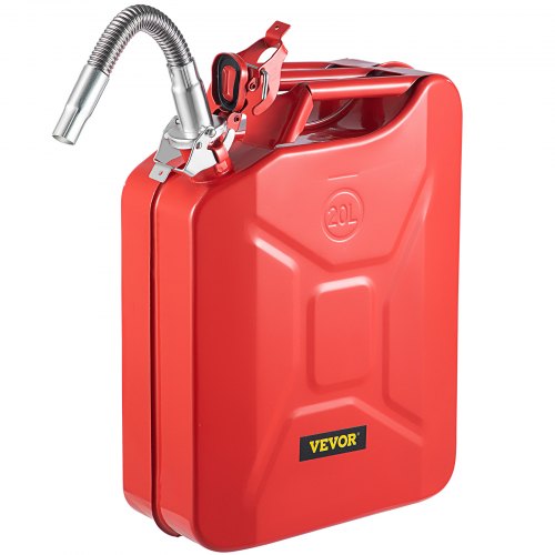 VEVOR Jerry Fuel Can, 20 L Portable Jerry Gas Can with Flexible Spout System, Rustproof ＆ Heat-resistant Steel Fuel Tank for Cars Trucks Equipment, Red